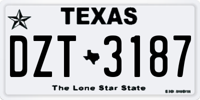 TX license plate DZT3187