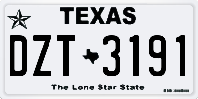 TX license plate DZT3191