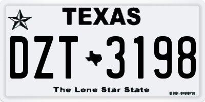 TX license plate DZT3198