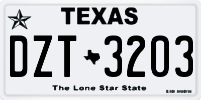 TX license plate DZT3203