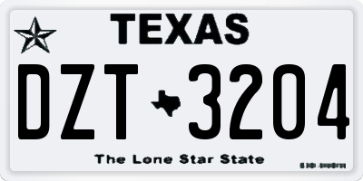 TX license plate DZT3204