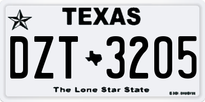 TX license plate DZT3205