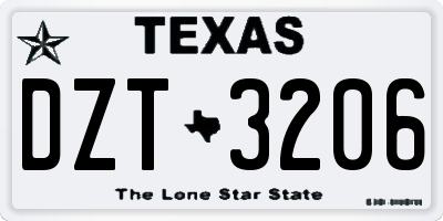 TX license plate DZT3206