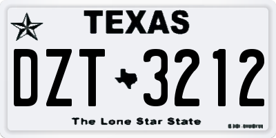 TX license plate DZT3212
