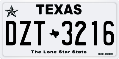 TX license plate DZT3216