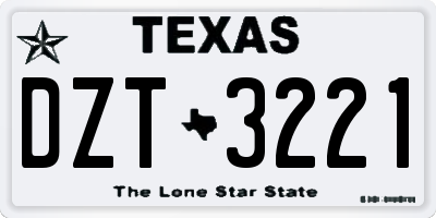 TX license plate DZT3221