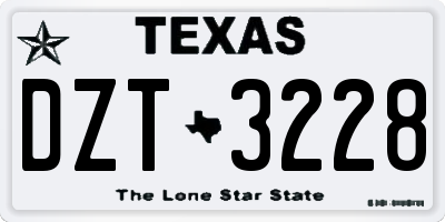 TX license plate DZT3228