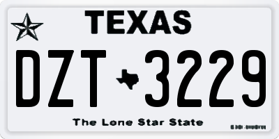 TX license plate DZT3229