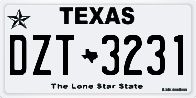 TX license plate DZT3231