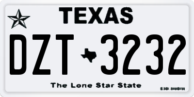 TX license plate DZT3232