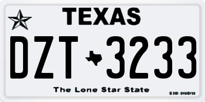 TX license plate DZT3233