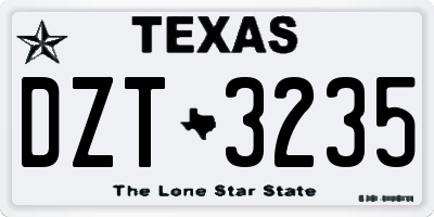 TX license plate DZT3235