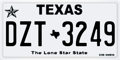 TX license plate DZT3249