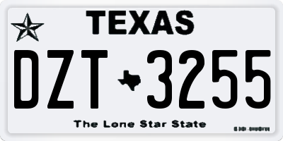 TX license plate DZT3255