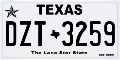 TX license plate DZT3259