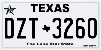TX license plate DZT3260
