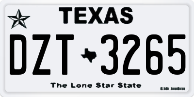 TX license plate DZT3265