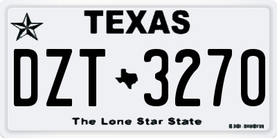 TX license plate DZT3270