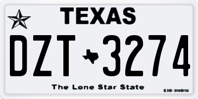 TX license plate DZT3274