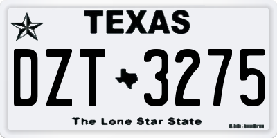 TX license plate DZT3275
