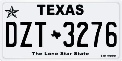 TX license plate DZT3276