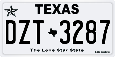 TX license plate DZT3287