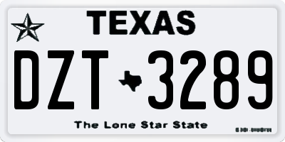 TX license plate DZT3289