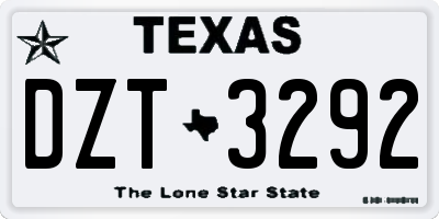 TX license plate DZT3292