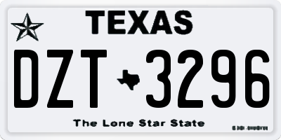 TX license plate DZT3296