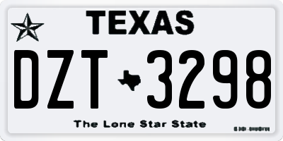 TX license plate DZT3298