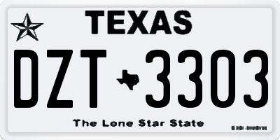 TX license plate DZT3303