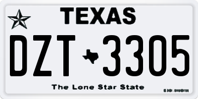 TX license plate DZT3305