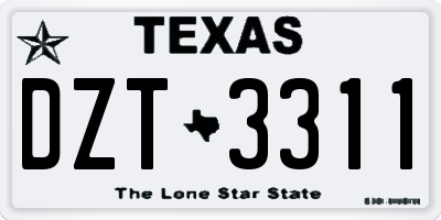 TX license plate DZT3311