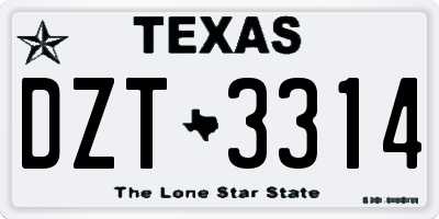 TX license plate DZT3314