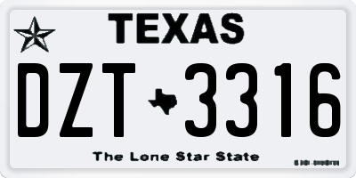 TX license plate DZT3316