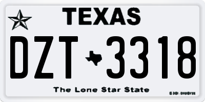 TX license plate DZT3318