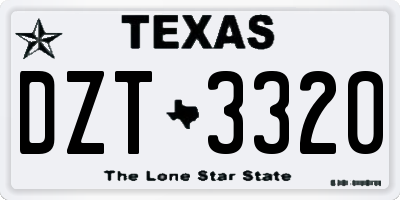 TX license plate DZT3320