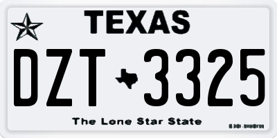 TX license plate DZT3325
