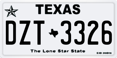 TX license plate DZT3326
