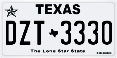 TX license plate DZT3330