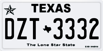TX license plate DZT3332