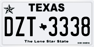 TX license plate DZT3338
