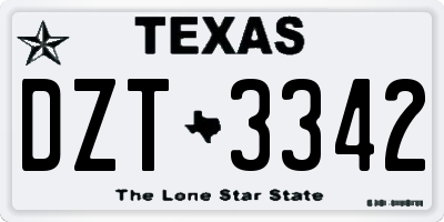 TX license plate DZT3342