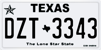 TX license plate DZT3343
