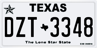 TX license plate DZT3348