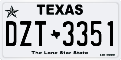 TX license plate DZT3351