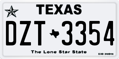 TX license plate DZT3354
