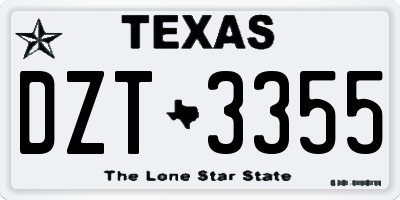 TX license plate DZT3355