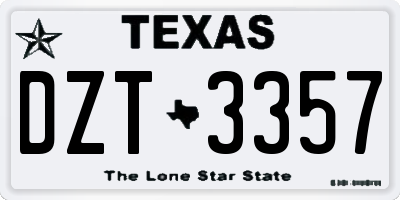 TX license plate DZT3357