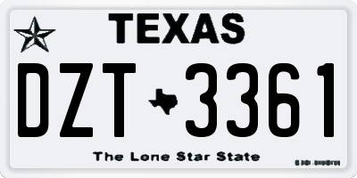 TX license plate DZT3361